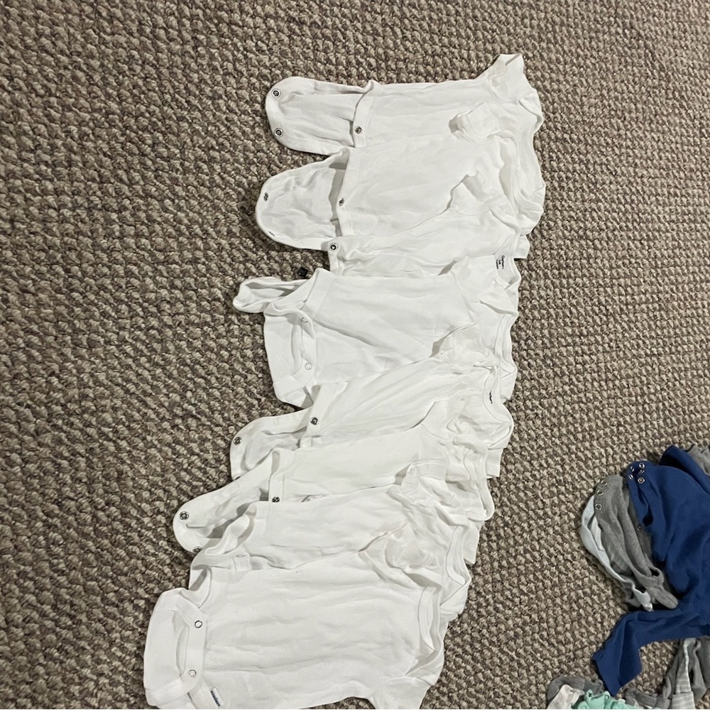 8 White Baby onesies 0-3M